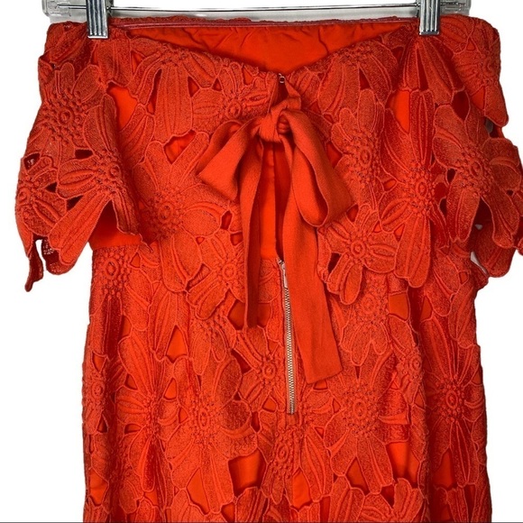 Saylor x Free People Erin Coral Red Lace Strapless Dress Size: Small - Picture 8 of 14